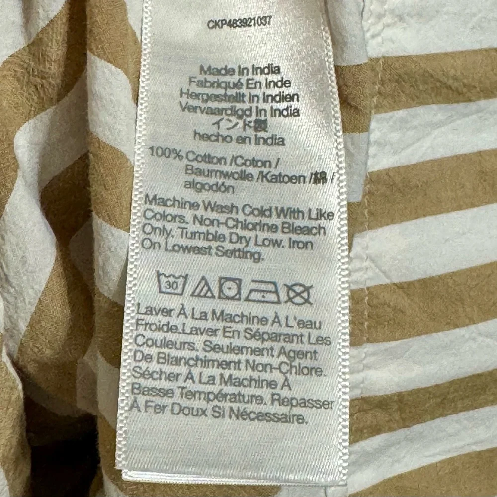 Madewell Collared Button Front Mini Tan Striped Cotton Poplin Shirt Dress XS - Picture 15 of 15